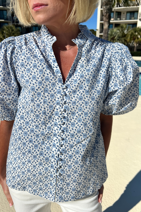 Sareea top, white/blue