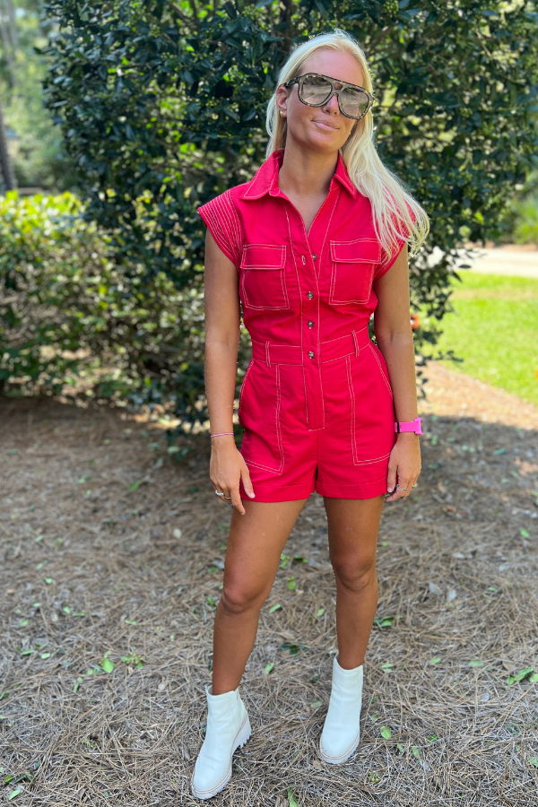 Sauter romper, red