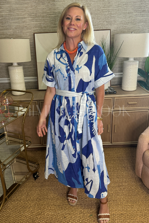 Schafer dress, blue multi