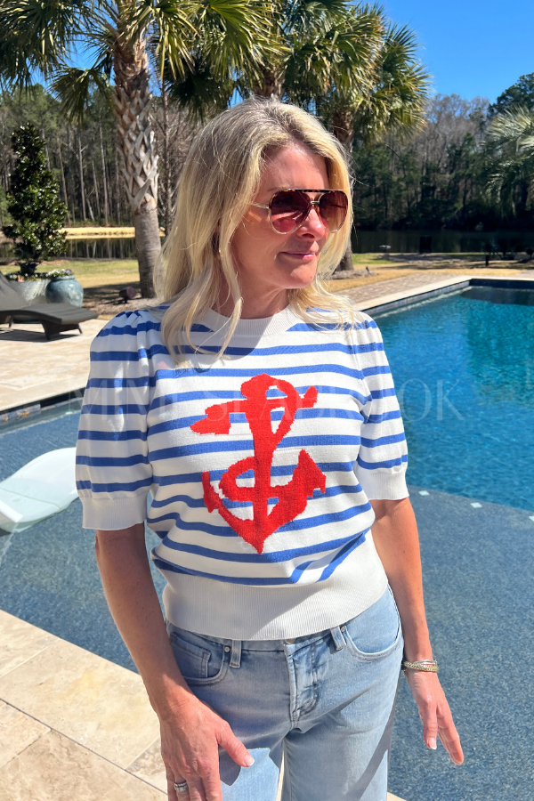 Seaton top, blue