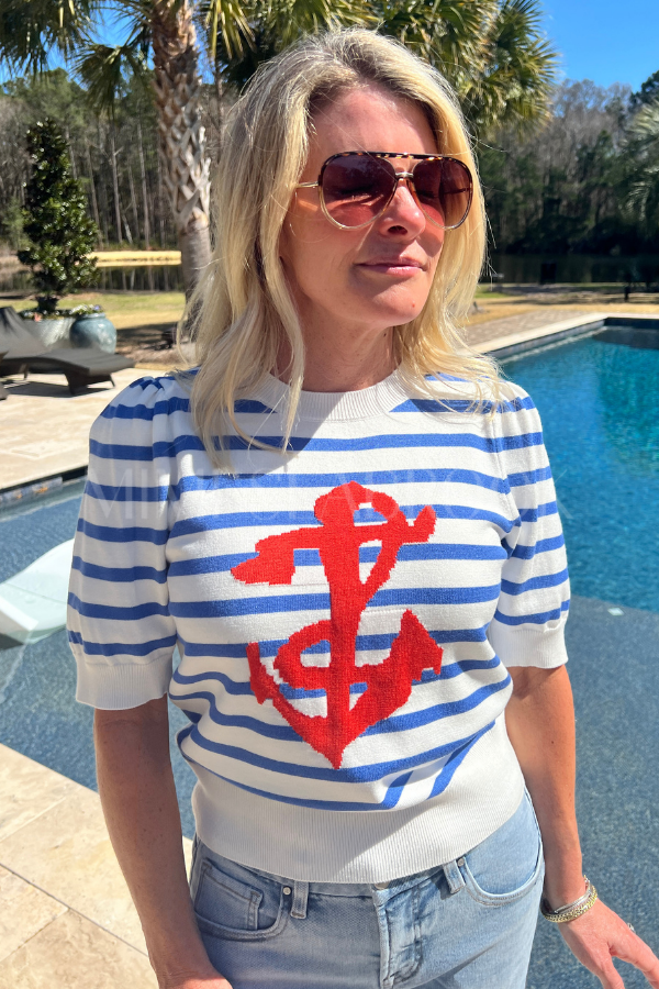 Seaton top, blue