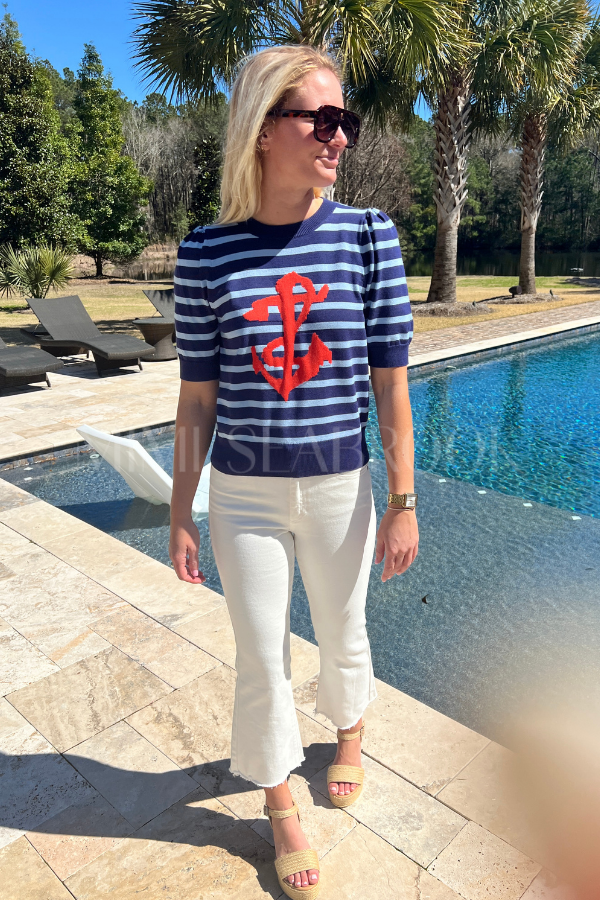 Seaton knit top, navy