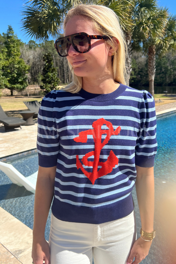 Seaton knit top, navy
