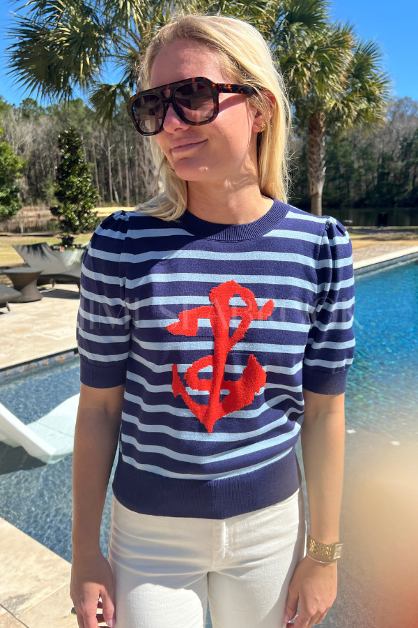 Seaton knit top, navy