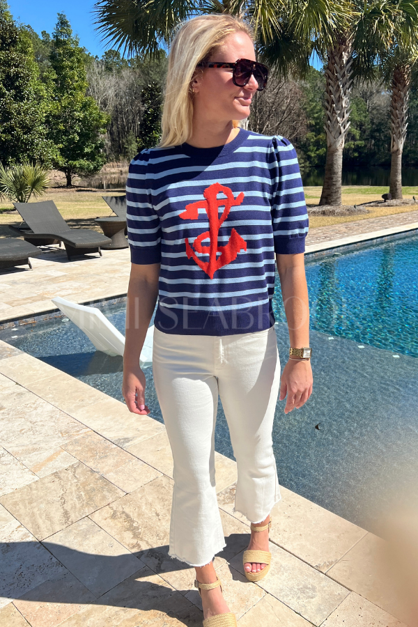 Seaton knit top, navy