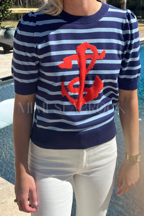 Seaton knit top, navy