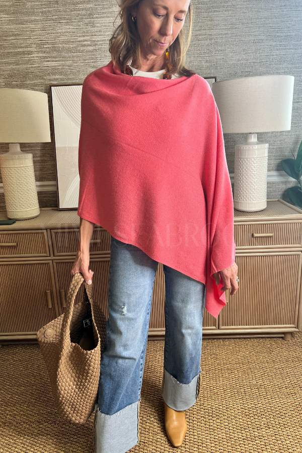 Shayla poncho sweater, coral