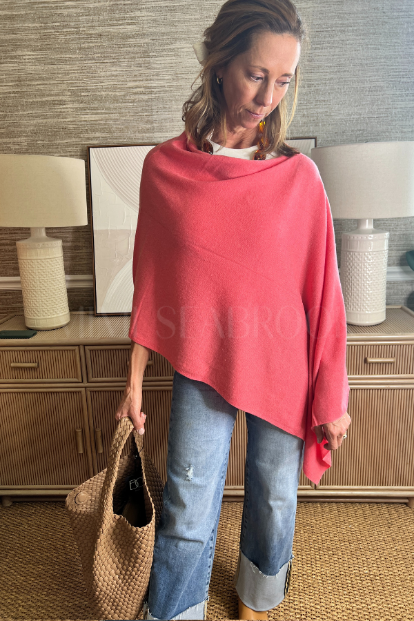 Shayla poncho sweater, coral