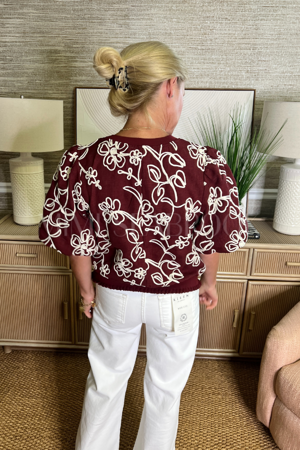 Shea top, burgundy