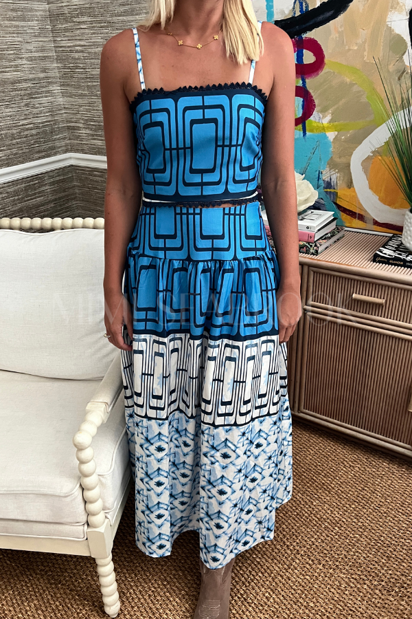 Sheppard top and skirt set, blue