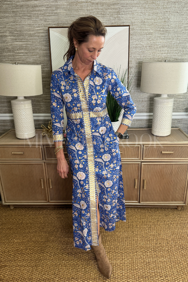 Shirt Maxi Dress, Carolina Blue by Oliphant
