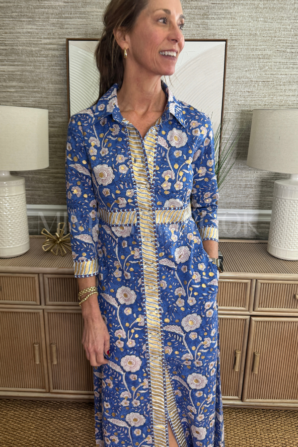 Shirt Maxi Dress, Carolina Blue by Oliphant