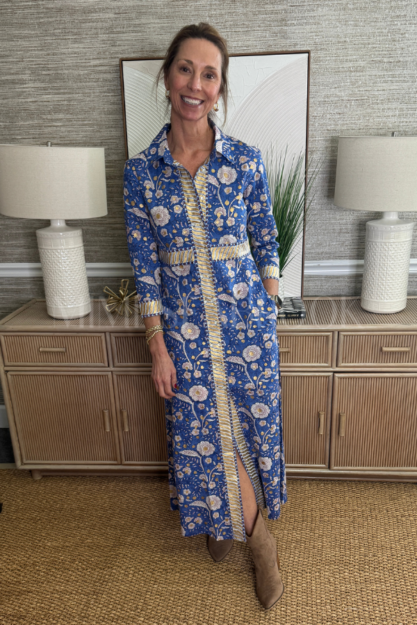 Shirt Maxi Dress, Carolina Blue by Oliphant