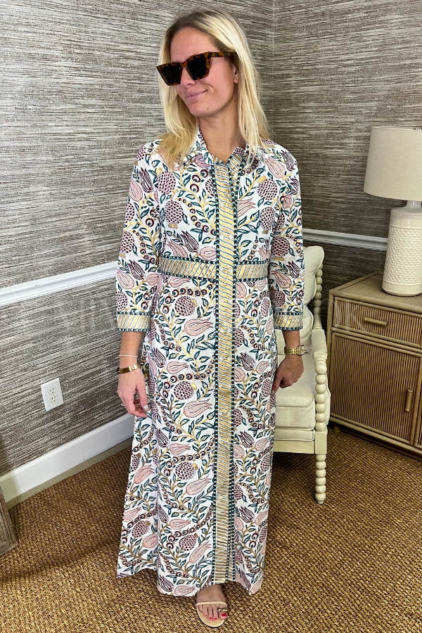 Shirt Maxi Dress, Tupl Teal by Oliphant Mimi Seabrook Shirt Maxi Dress, Tupl Teal by Oliphant Mimi Seabrook