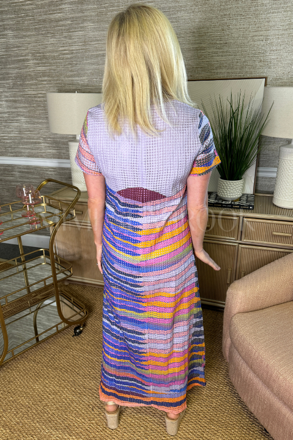 Short Sleeve Shift Maxi Dress, Solstice Blue by Oliphant