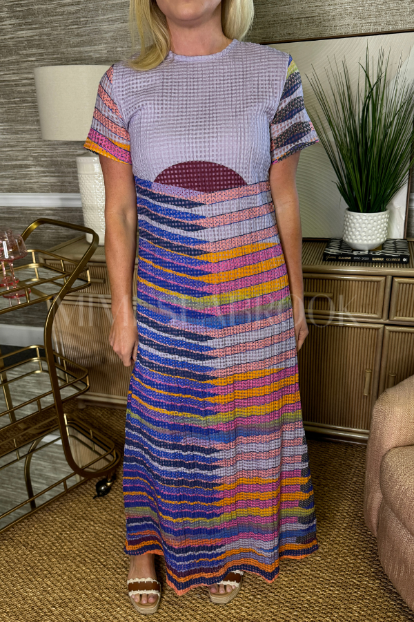 Short Sleeve Shift Maxi Dress, Solstice Blue by Oliphant