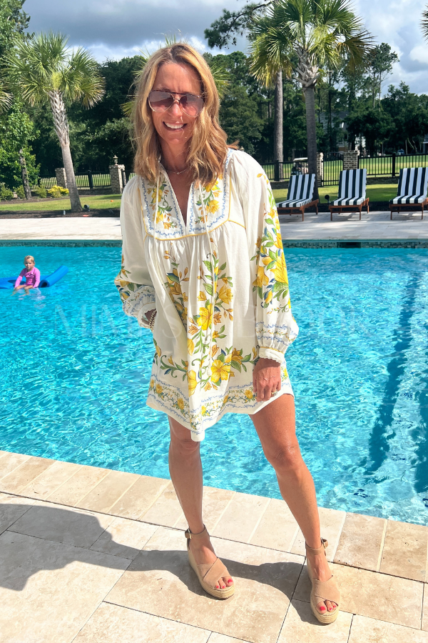 Sicily Off-White Mini Dress by Farm Rio