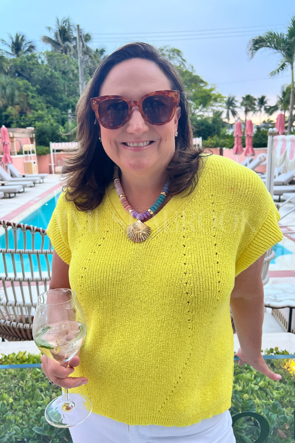 Sidney knit top, neon yellow
