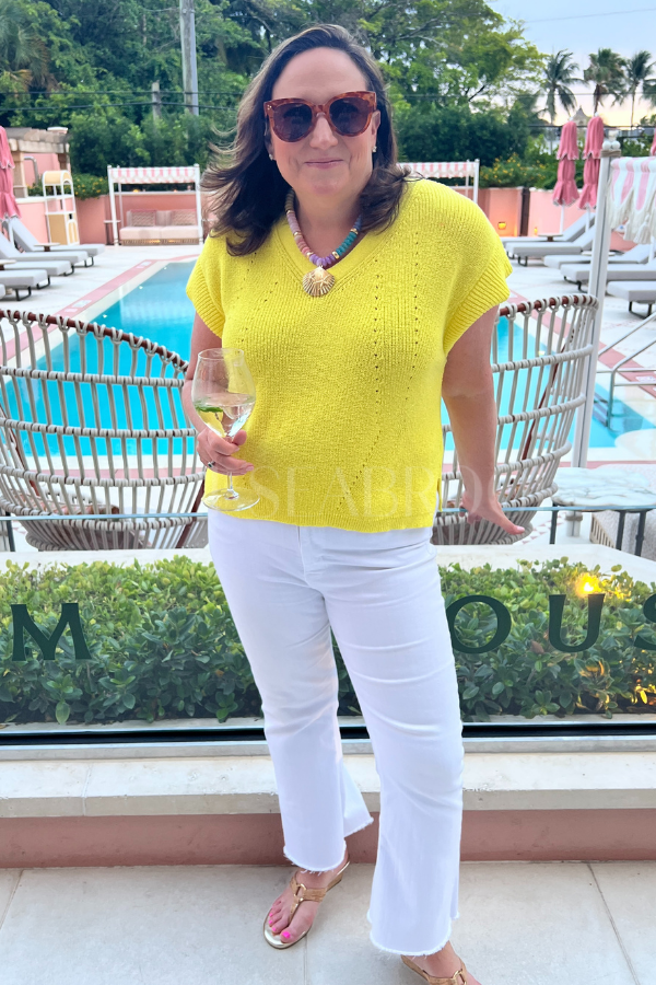 Sidney knit top, neon yellow