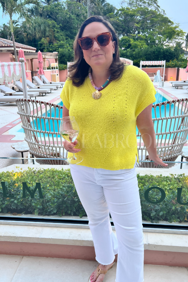 Sidney knit top, neon yellow