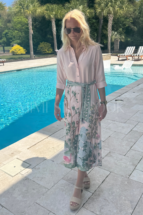Simona dress, pink print