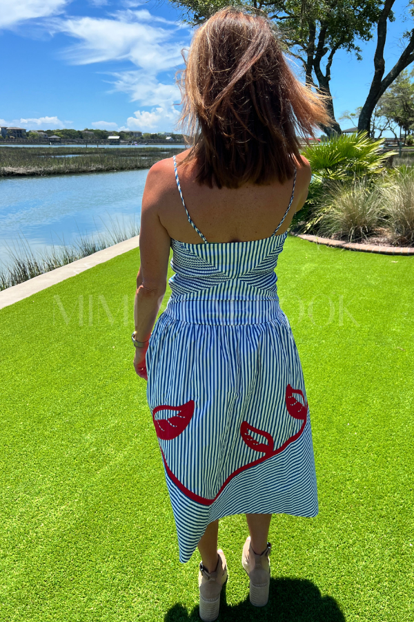 Sky Stripes Midi Dress by Farm Rio