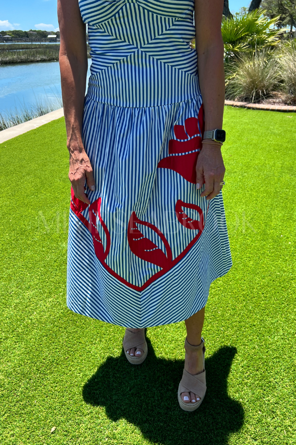 Sky Stripes Midi Dress by Farm Rio