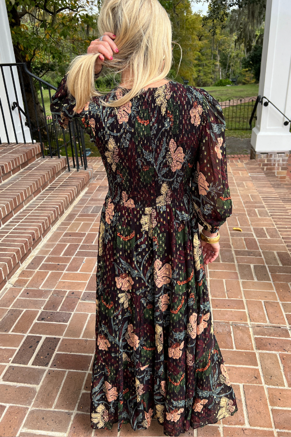 Smocked Top Maxi Dress, Turin Wine by Oliphant