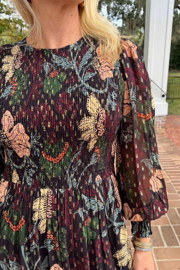 Smocked Top Maxi Dress, Turin Wine by Oliphant