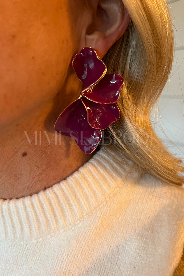 Songbird earrings, burgundy