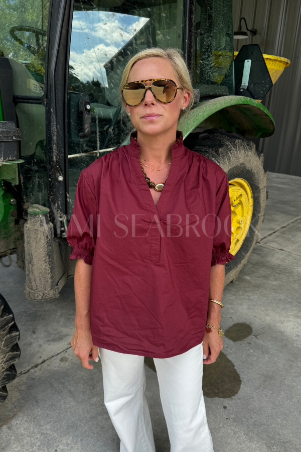 Sonnet top, burgundy