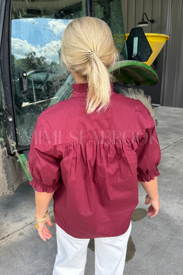 Sonnet top, burgundy