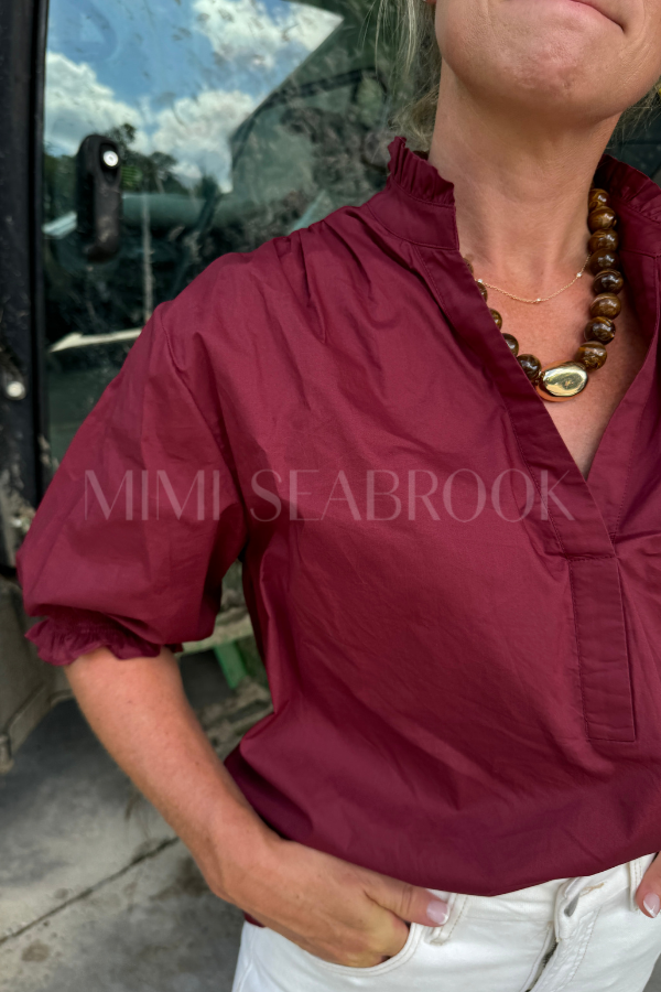Sonnet top, burgundy