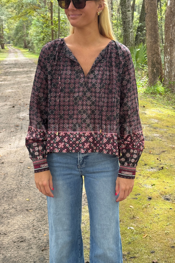 Sonya Top, Zocalo Rose Tan Print by Cleobella