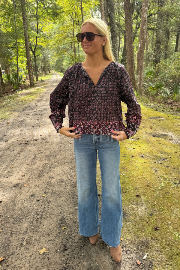 Sonya Top, Zocalo Rose Tan Print by Cleobella