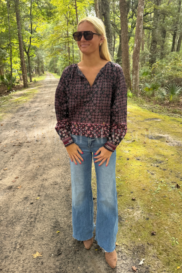 Sonya Top, Zocalo Rose Tan Print by Cleobella