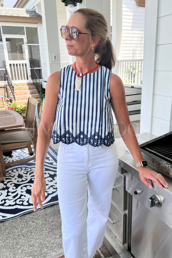 Stetson top, navy white