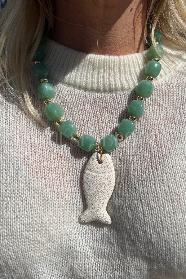 Stone Fish Necklace, jade