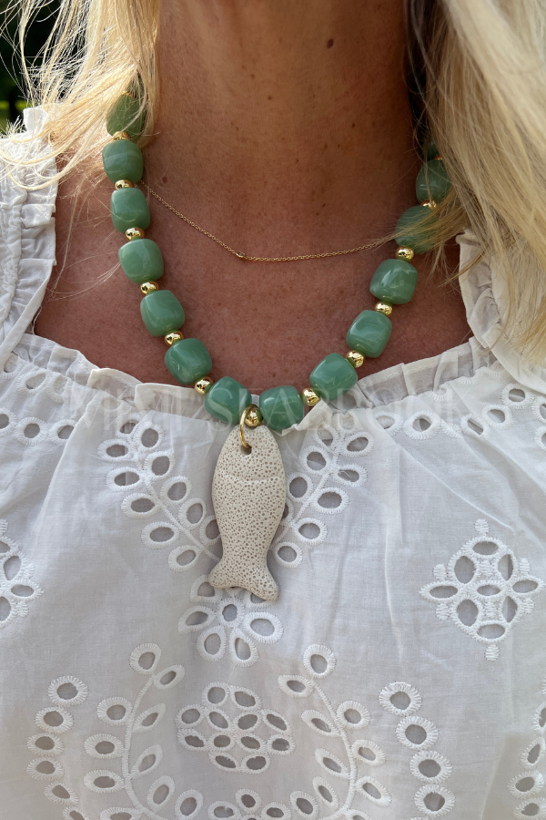 Stone Fish Necklace, jade