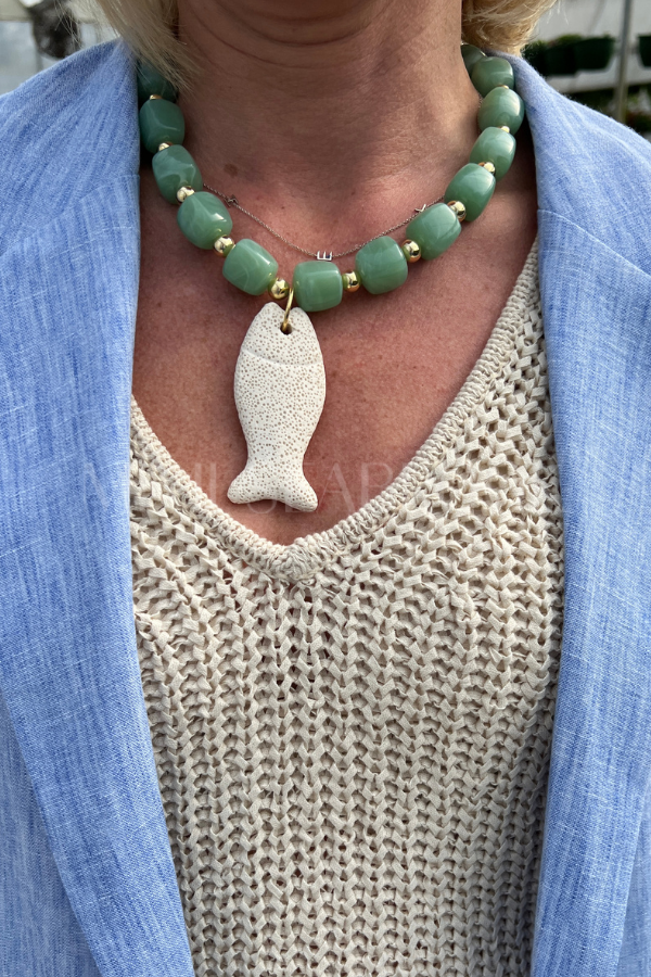 Stone Fish Necklace, jade