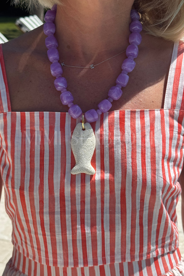Stone Fish Necklace, purple