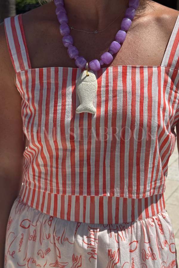 Stone Fish Necklace, purple