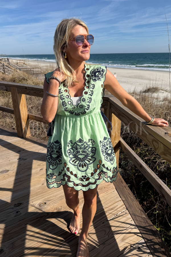 TROPI FADED GREEN EMBROIDERY COVERUP / DRESS by Farm Rio TROPI FADED GREEN EMBROIDERY COVERUP / DRESS by Farm Rio