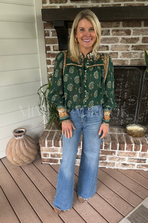 Tayla Green Blouse by Farm Rio