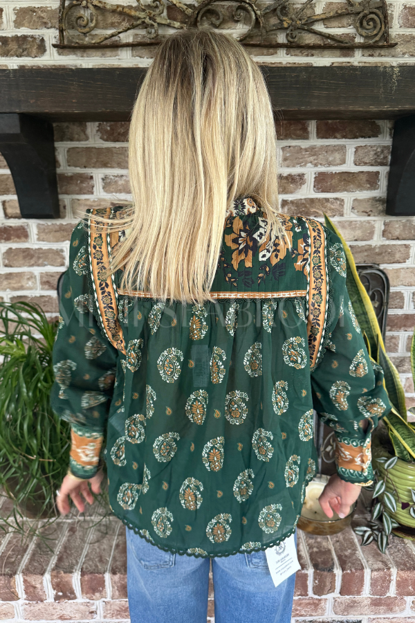 Tayla Green Blouse by Farm Rio