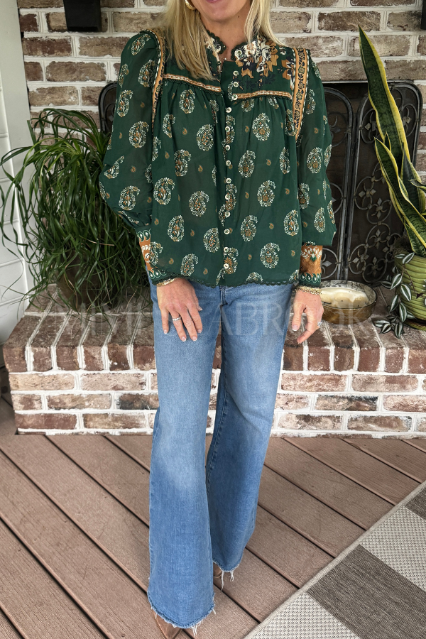 Tayla Green Blouse by Farm Rio