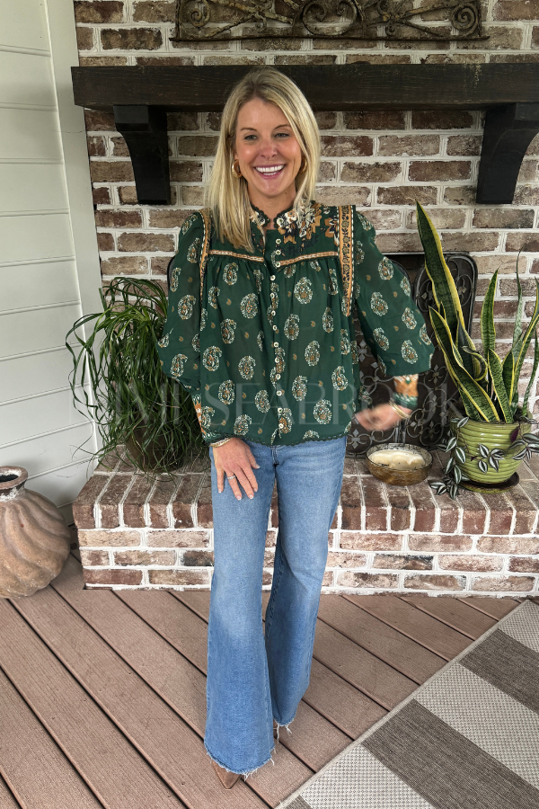 Tayla Green Blouse by Farm Rio