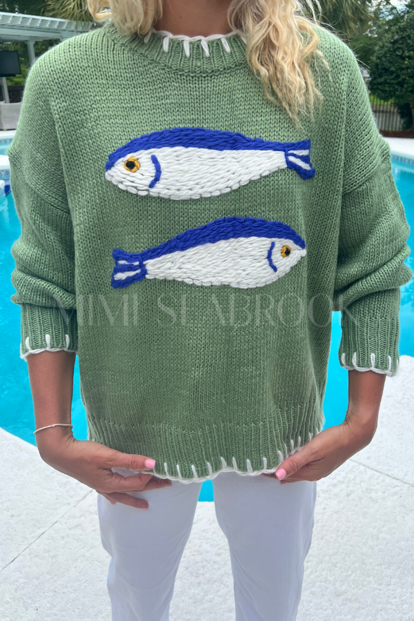 Thisbe sweater, basil fish