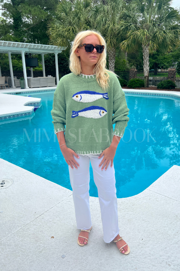 Thisbe sweater, basil fish