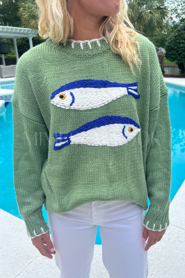 Thisbe sweater, basil fish